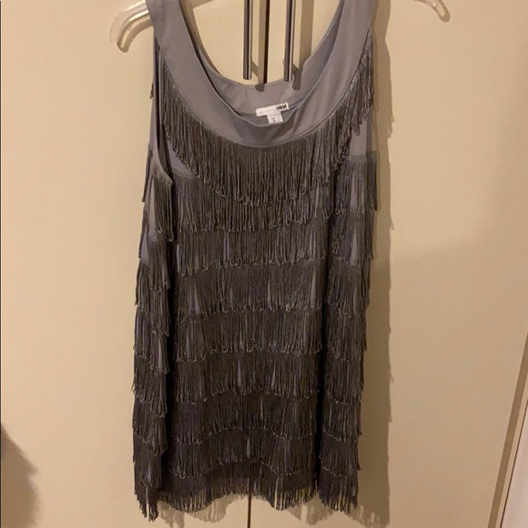 h&m fringe dress beige Fringe-trimmed knitted dress - light beige